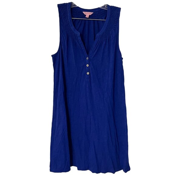 Lilly Pulitzer Essie Dress Twilight Blue Women's Size Large Cotton Minor Piling - Picture 3 of 9